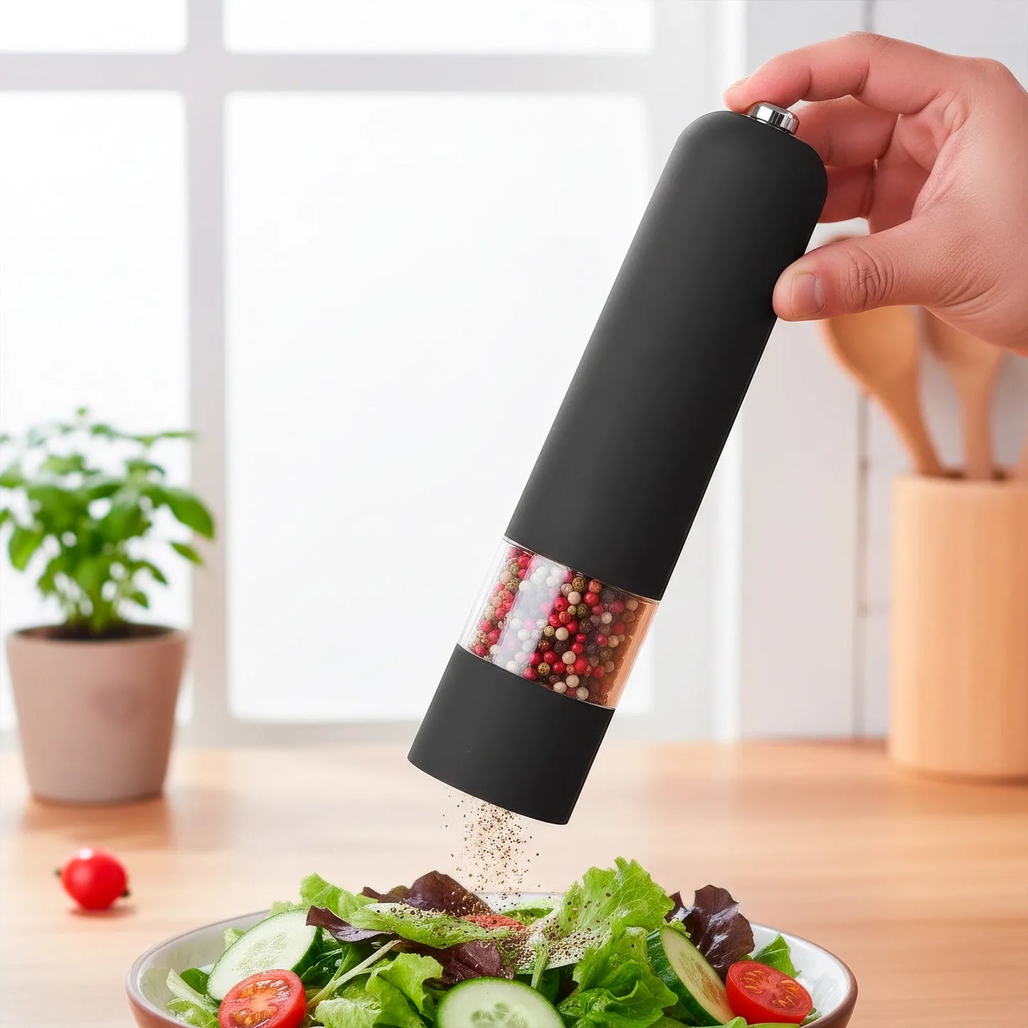Moledor Eléctrico de Gravedad Sal y Pimienta Acero Inox | Uso 1 Mano